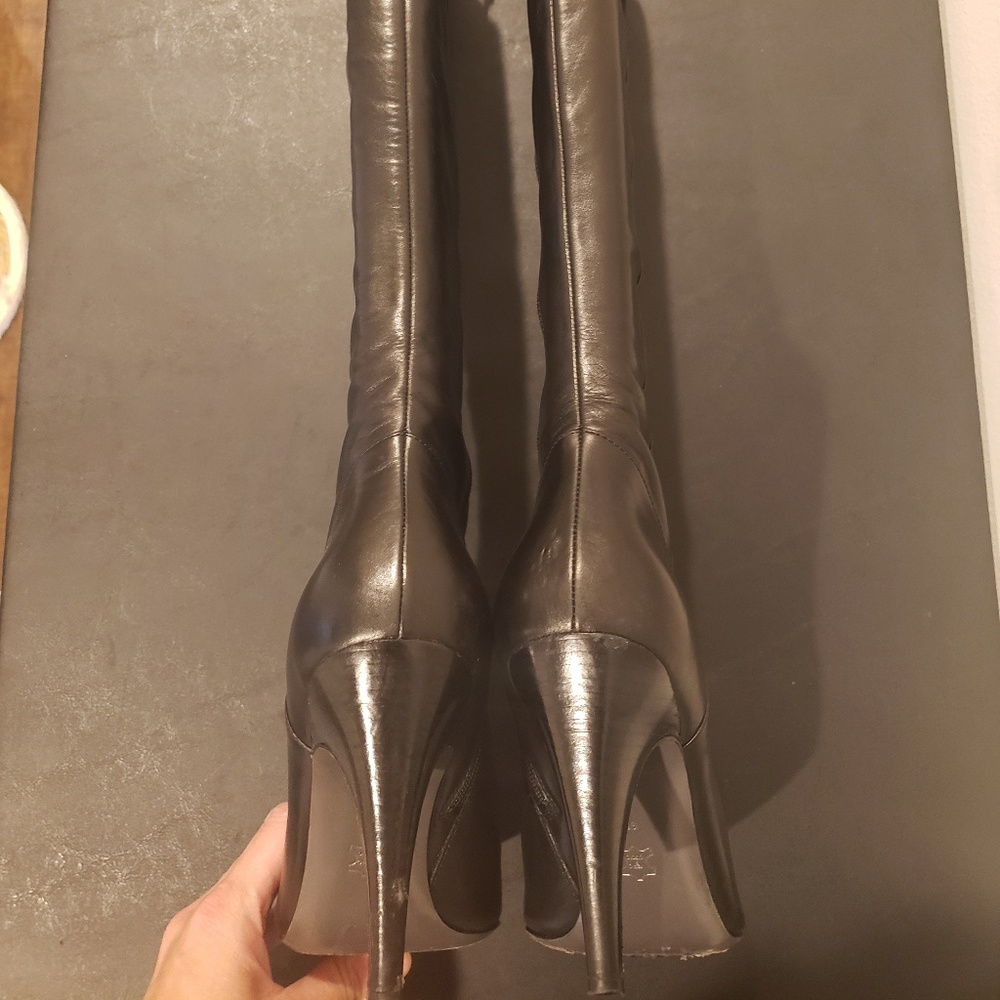 Via Spiga Leather Stiletto Knee High Boots - Picture 4 of 8
